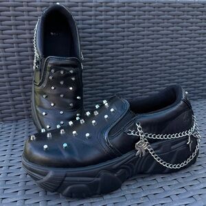 Dolls Kill Koi Black Summoner Stud Slip-On Sneakers